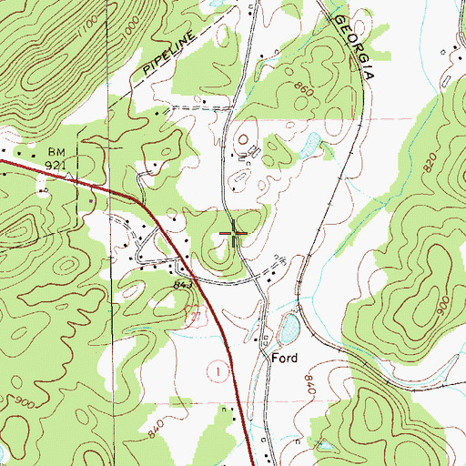 Topographic Map of Freedom Church, GA