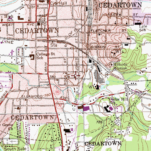 Topographic Map of Friendship Baptist Church, GA