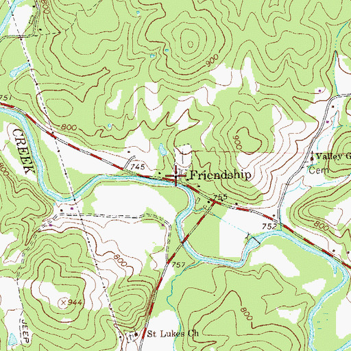 Topographic Map of Friendship Church, GA