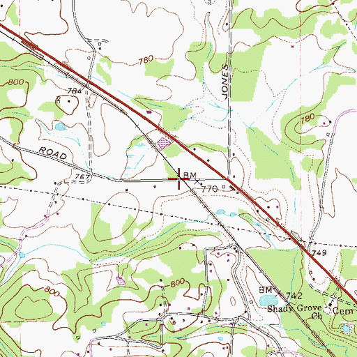 Topographic Map of Hamlet (historical), GA