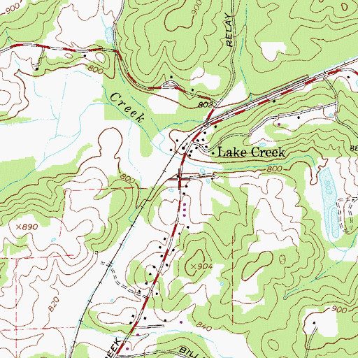Topographic Map of Lake Creek Church, GA
