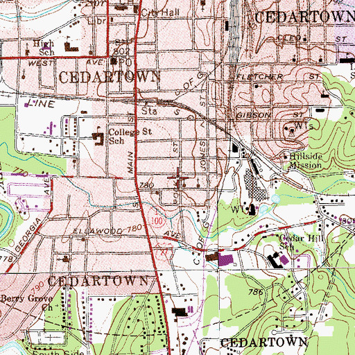 Topographic Map of Marietta African Methodist Episcopal Church, GA