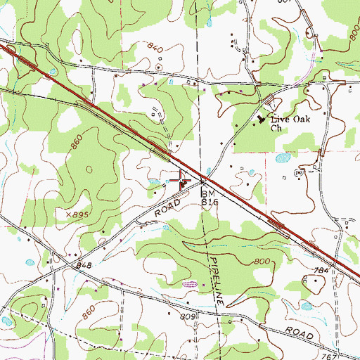 Topographic Map of New Hope Church, GA