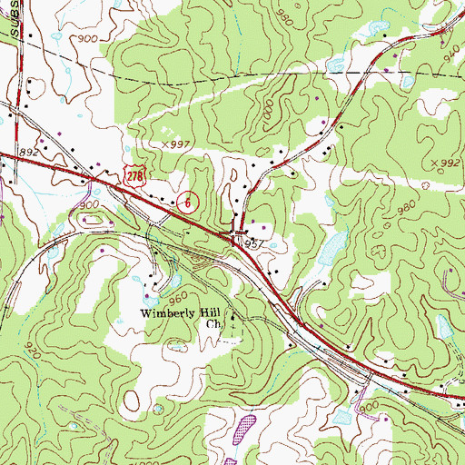 Topographic Map of Open Door Church, GA