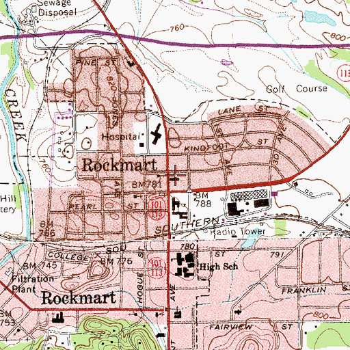 Topographic Map of Piedmont Avenue Baptist Church, GA