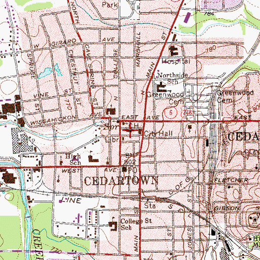 Topographic Map of Polk County Courthouse, GA