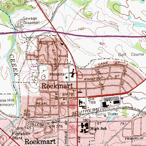 Topographic Map of Polk Medical Center, GA