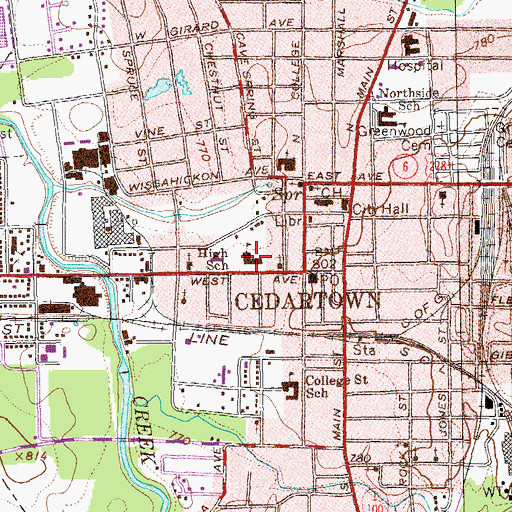 Topographic Map of Purks Middle School, GA