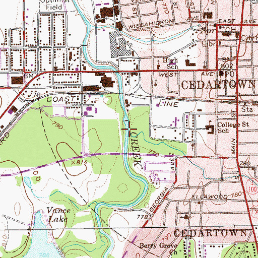 Topographic Map of Tan Yard Branch, GA