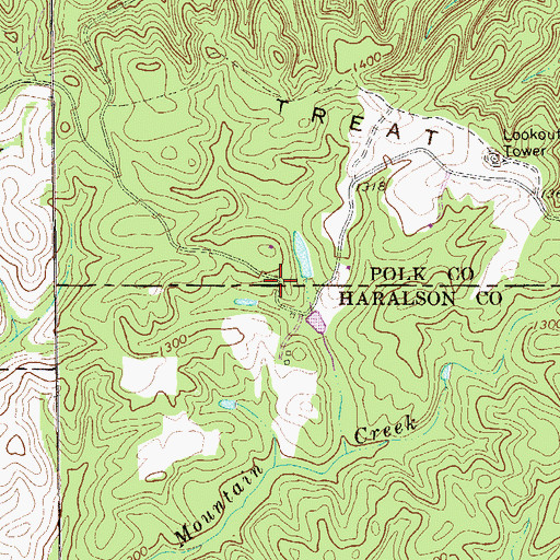 Topographic Map of Treat (historical), GA