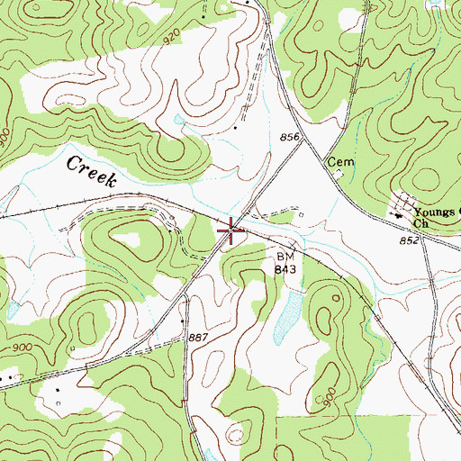 Topographic Map of Youngs, GA