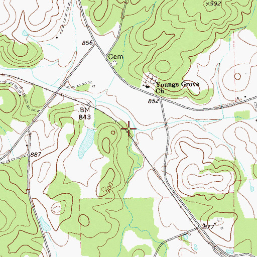 Topographic Map of Youngs Spring, GA
