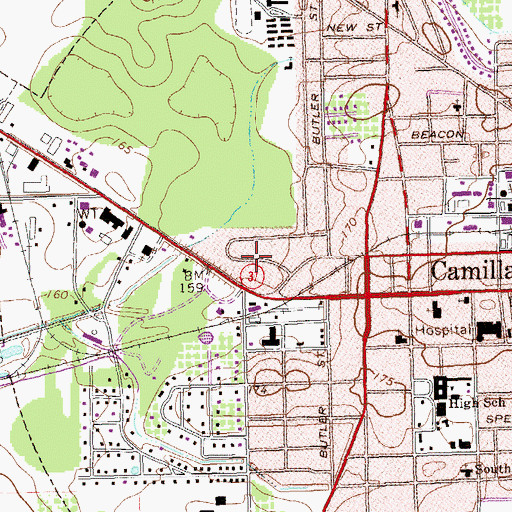 Topographic Map of Beulah Baptist Church (historical), GA