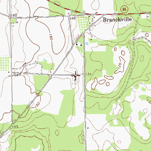 Topographic Map of Branchville Church, GA