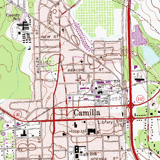 Topographic Map of Brown Chapel Christian Methodist Episcopal Church (historical), GA