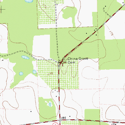 Topographic Map of China Grove Church (historical), GA