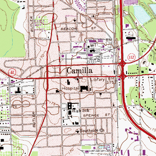 Topographic Map of First Presbyterian Church, GA