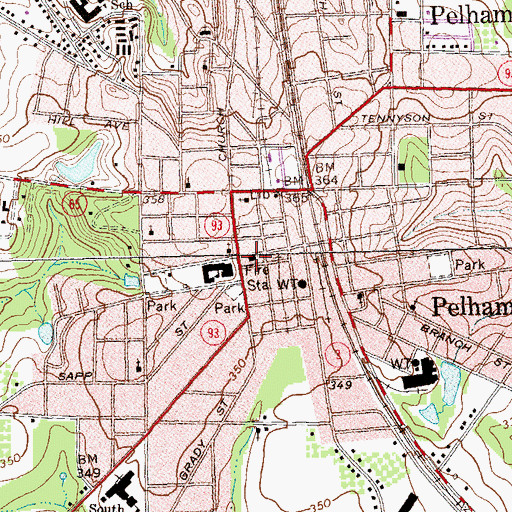 Topographic Map of Pelham City Hall, GA