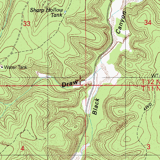 Topographic Map of Shelley Draw, AZ