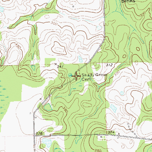 Topographic Map of Shady Grove Church (historical), GA