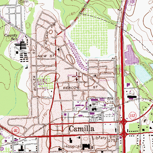 Topographic Map of Union Baptist Church, GA