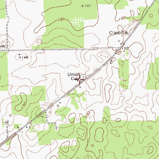 Topographic Map of Union Church (historical), GA