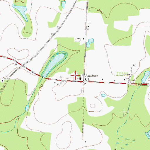 Topographic Map of Antioch Cemetery, GA