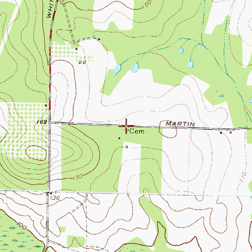 Topographic Map of Barnes Cemetery, GA