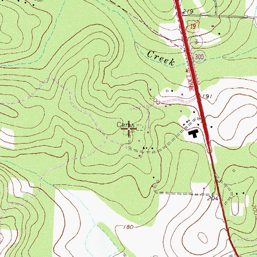 Topographic Map of Beverly Cemetery, GA