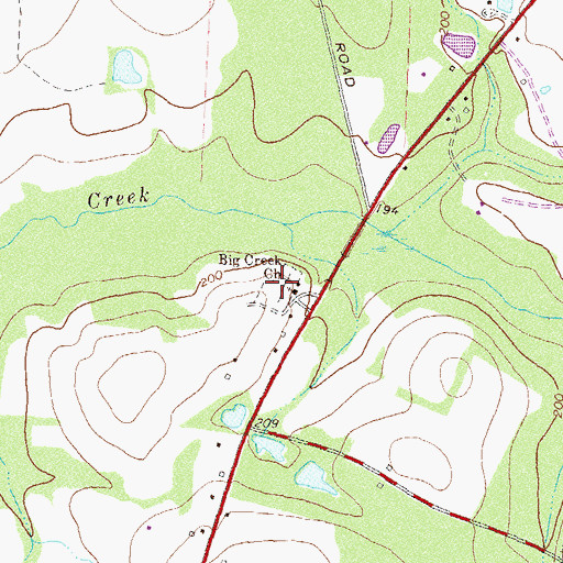 Topographic Map of Big Creek Cemetery, GA