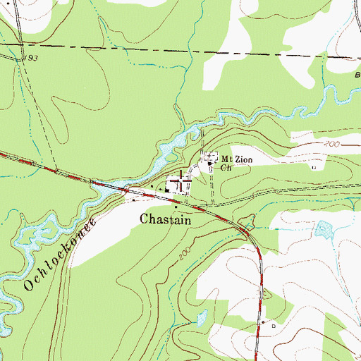 Topographic Map of Big Ochlocknee Cemetery, GA
