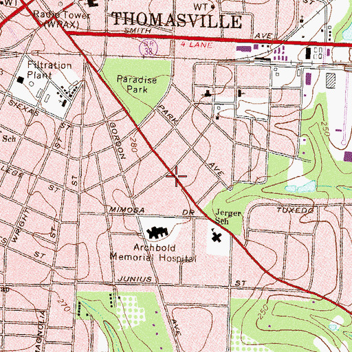 Topographic Map of Broad Street Christian Church (historical), GA