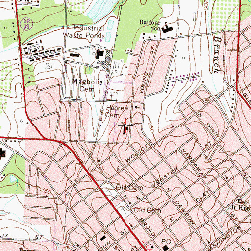 Topographic Map of Dawson Street Baptist Church, GA