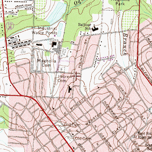 Topographic Map of Dawson Street Methodist Church, GA