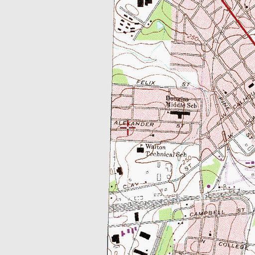 Topographic Map of Dewey City, GA
