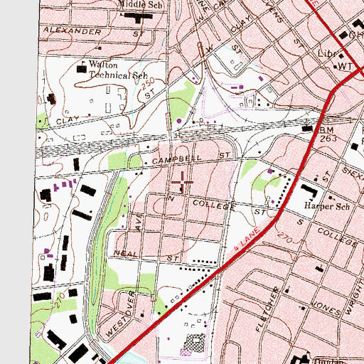 Topographic Map of Fairview Methodist Church, GA