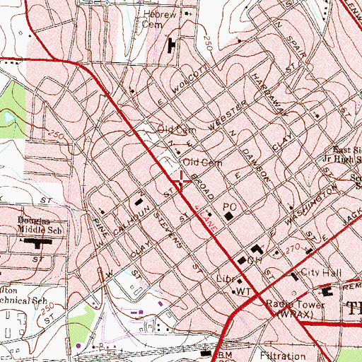 Topographic Map of First African Baptist Church, GA