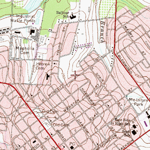 Topographic Map of First Assembly of God Church, GA
