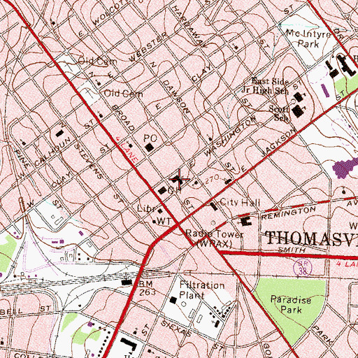 Topographic Map of First Baptist Church, GA