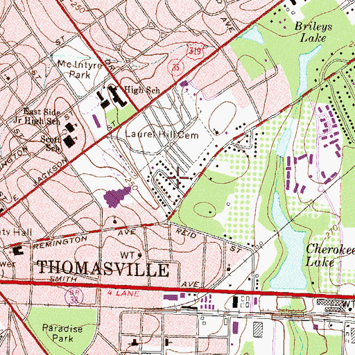 Topographic Map of First Methodist Church, GA