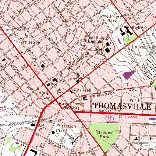 Topographic Map of First Presbyterian Church, GA