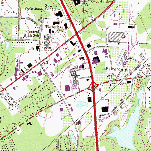 Topographic Map of Gateway Shopping Center, GA