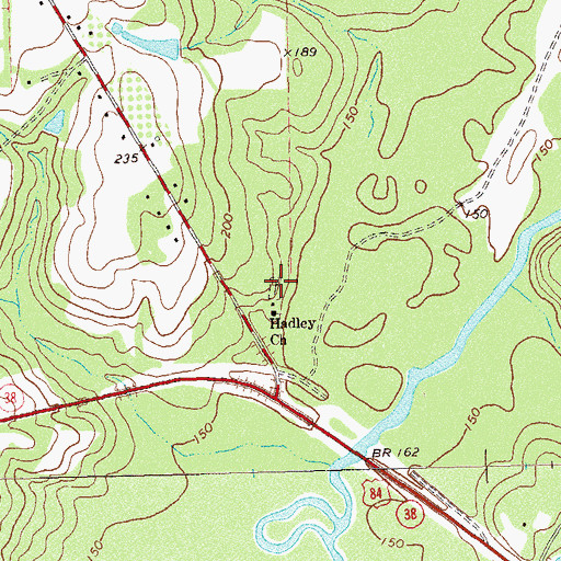 Topographic Map of Hadley Cemetery, GA