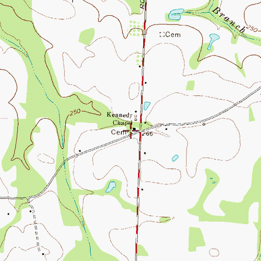 Topographic Map of Kennedy Chapel Cemetery, GA