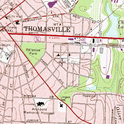 Topographic Map of Kingdom Hall of Jehovahs Witnesses, GA
