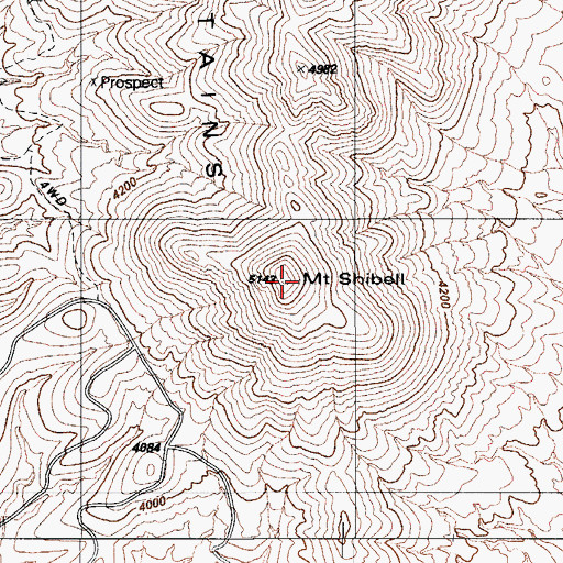 Topographic Map of Mount Shibell, AZ