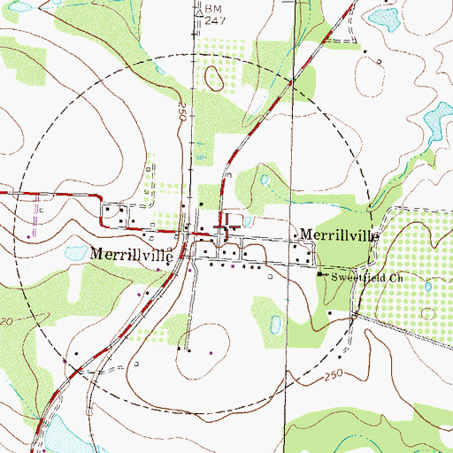 Topographic Map of Merrillville Baptist Church, GA