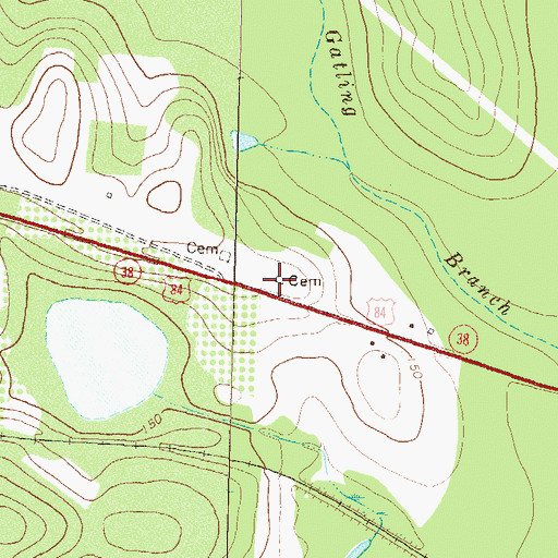 Topographic Map of Mitchell Cemetery, GA