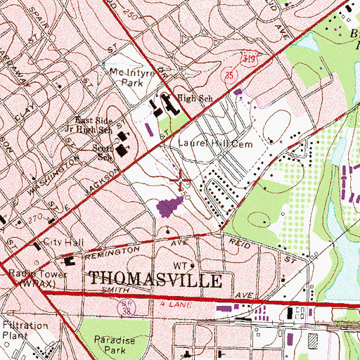 Topographic Map of Mount Pilgrim Baptist Church (historical), GA