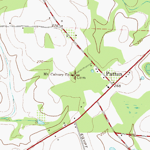 Topographic Map of Mount Calvary Cemetery, GA
